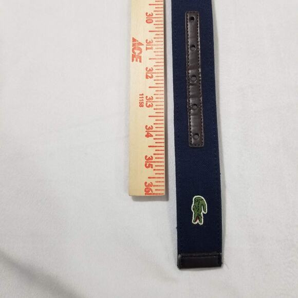 LACOSTE REVERSIBLE BELT SIZE 34 LEATHER & TWILL CROC LOGO BUCKLE Limited 25108 - Picture 4 of 10